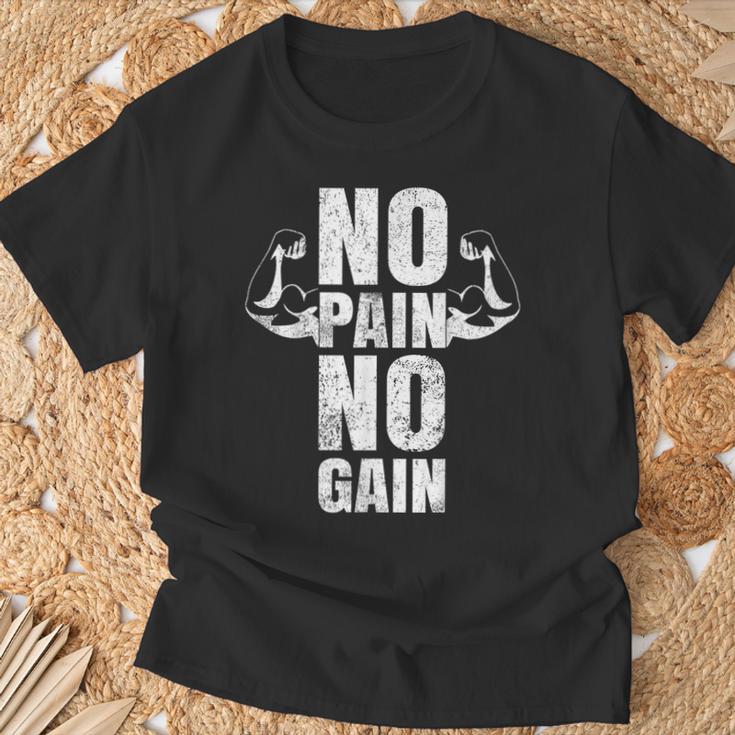 Lustiges Gym No Pain No Gain Geschenk Fitnessstudio Sprüche T-Shirt Geschenke für alte Männer