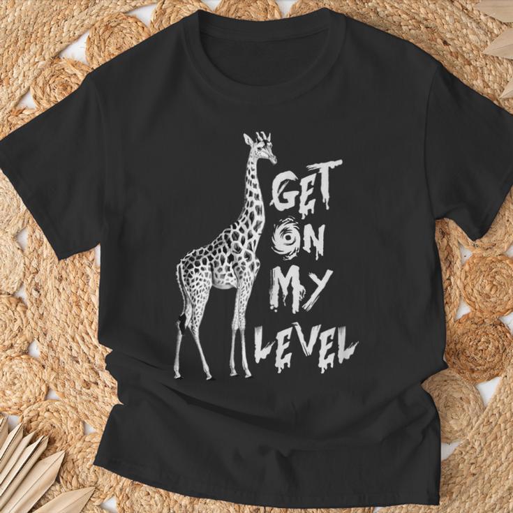 Lustiges Get On My Level Giraffen T-Shirt Geschenke für alte Männer