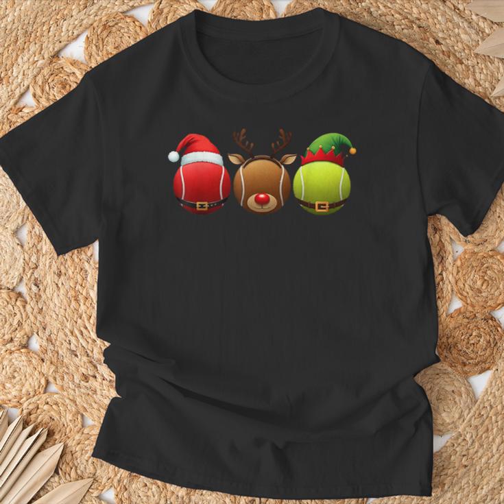 Lustiges Weihnachtsmann Rentier Elf Tennis Weihnachten Damen Herren Kinder T-Shirt Geschenke für alte Männer