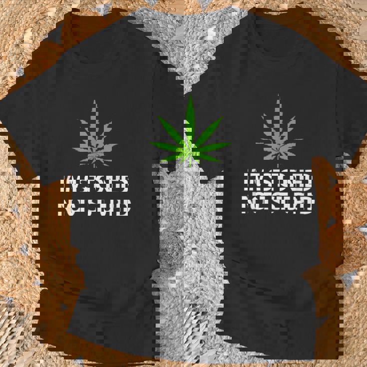 Marijuana Plant Leaf Pro Weed Stoned Non Stupido Maglietta Regalos para ancianos