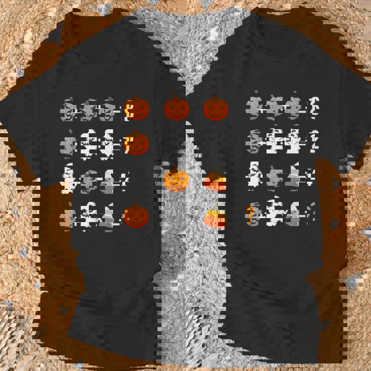 Math Teacher Halloween Equation Pumpkin Ghost Candy Corn T-Shirt Gifts for Old Men