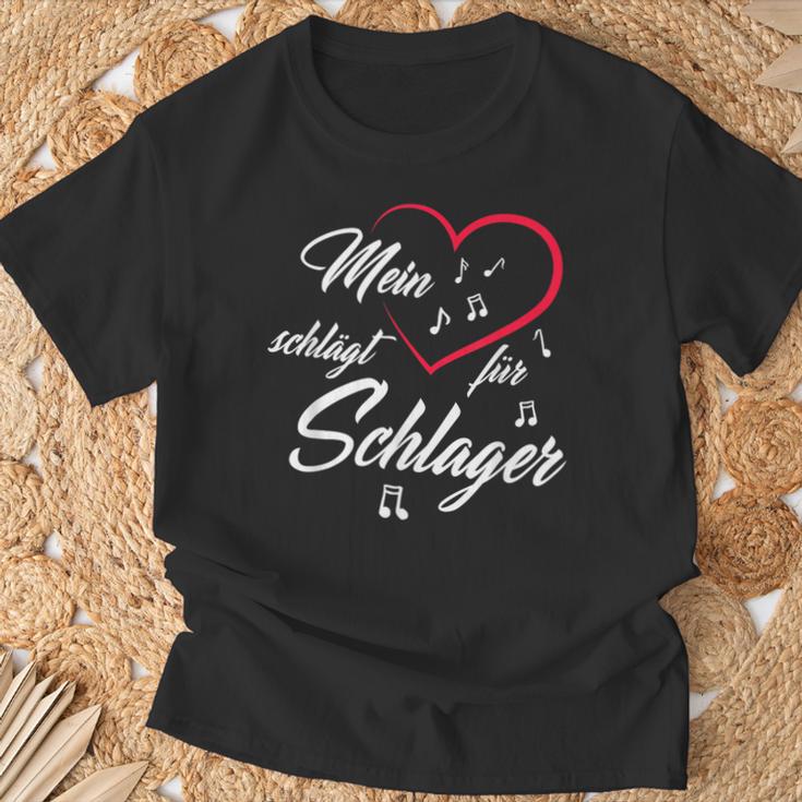 Mein Herz Schlag Für Schlager Musik Schlagfan T-Shirt Geschenke für alte Männer