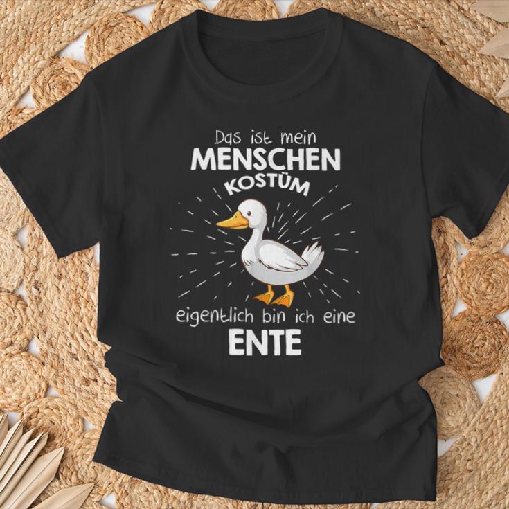 Mein Menschen Kostüm Bin Ich Eine Ente German Langu T-Shirt Geschenke für alte Männer