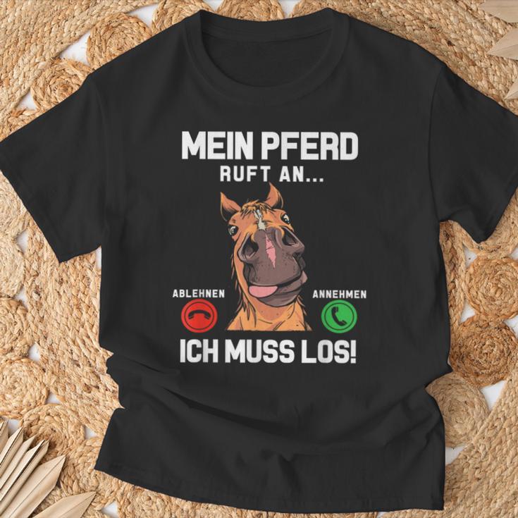 Mein Pferd Ruft An Reiterin Reiter Stall Girls' T-Shirt Geschenke für alte Männer