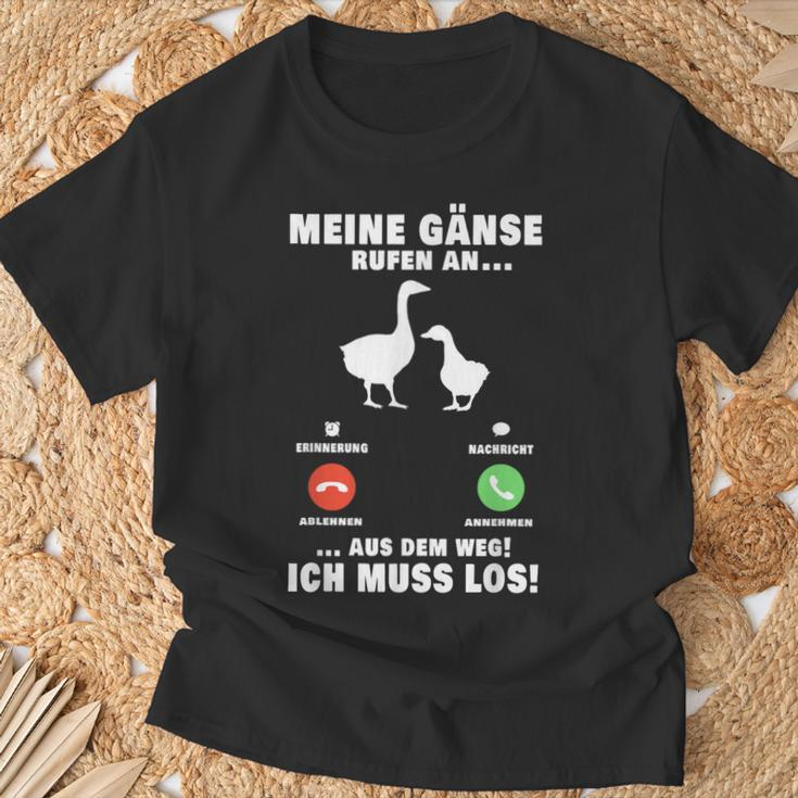 Meine Gese Rufen An Telefon My Geese Calling An Telephone T-Shirt Geschenke für alte Männer