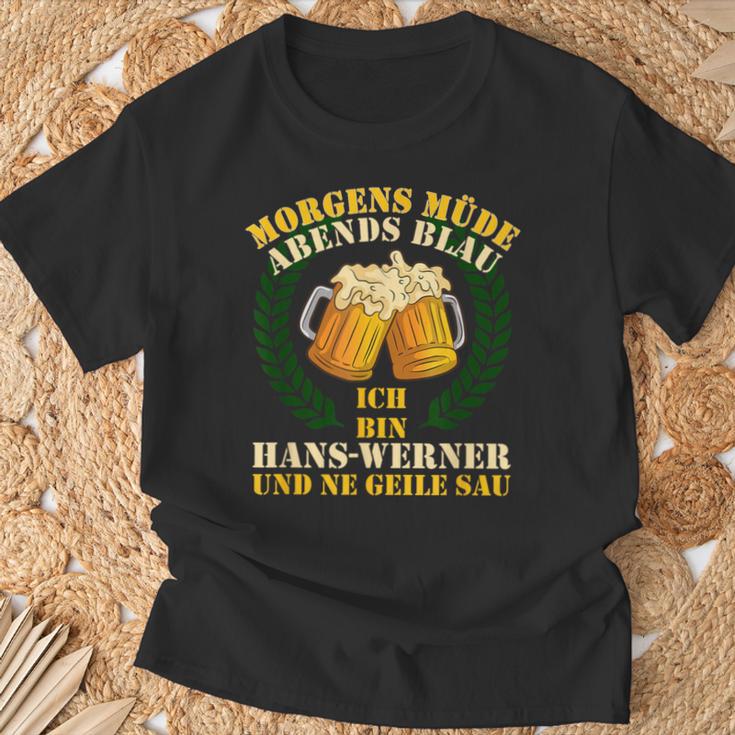 Morgens Müde Abends Blue Hans-Werner T-Shirt Geschenke für alte Männer