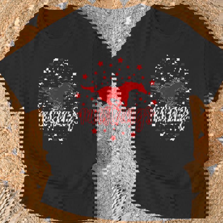 Mustangs School Spirit Football Mom Mustang Pride Teacher T-Shirt Gifts for Old Men