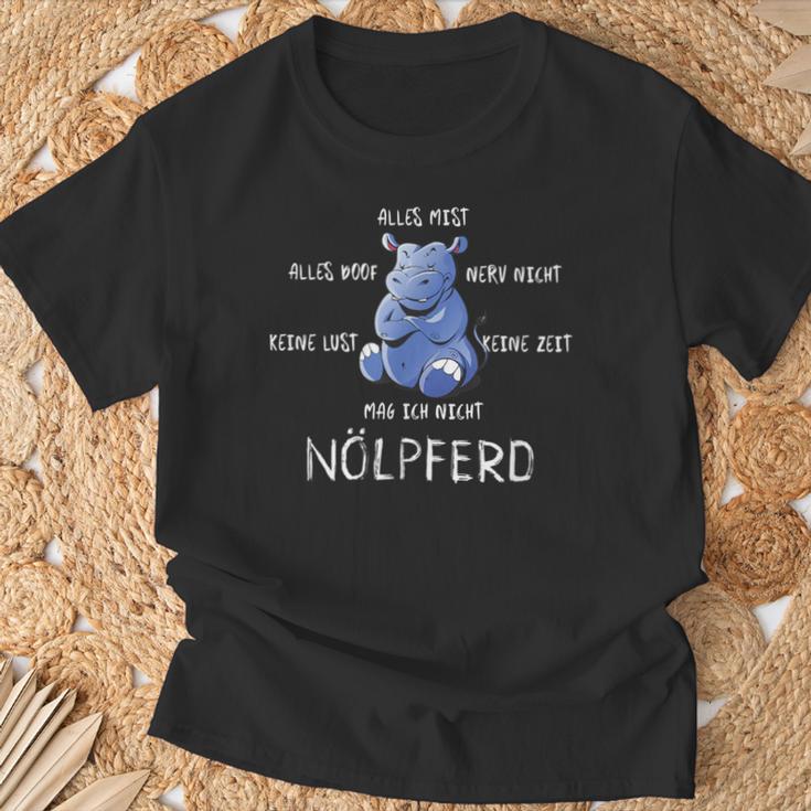 Nölpfer Nörgelndes Nö Saying Hippo Fun Word Game T-Shirt Geschenke für alte Männer