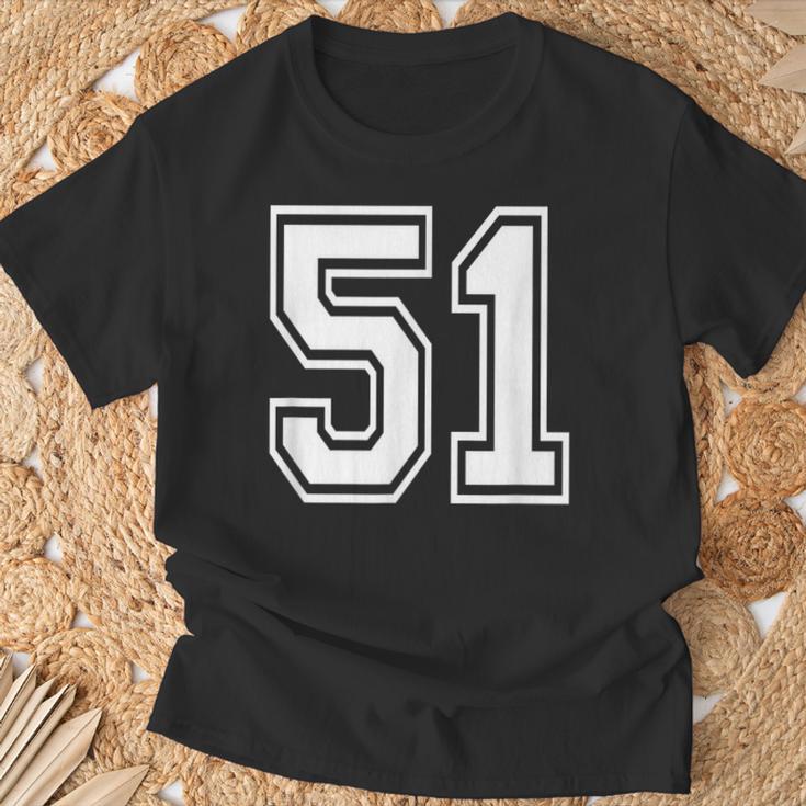 Number 51 Numbered Uniform Sports Jersey Team 51St Birthday T-Shirt ...