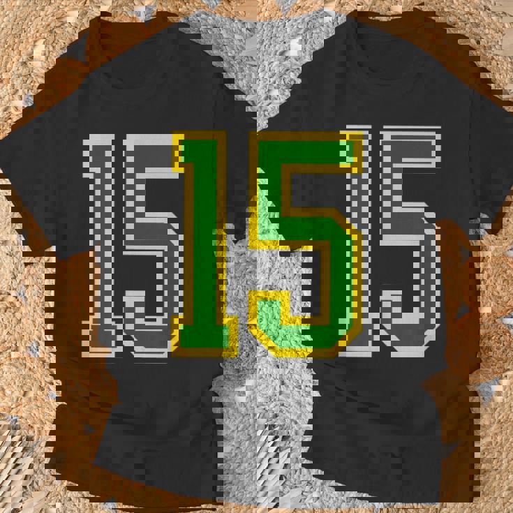 Número 15 Sporterde Amarillo Número 15 Camiseta unisex Regalos para ancianos