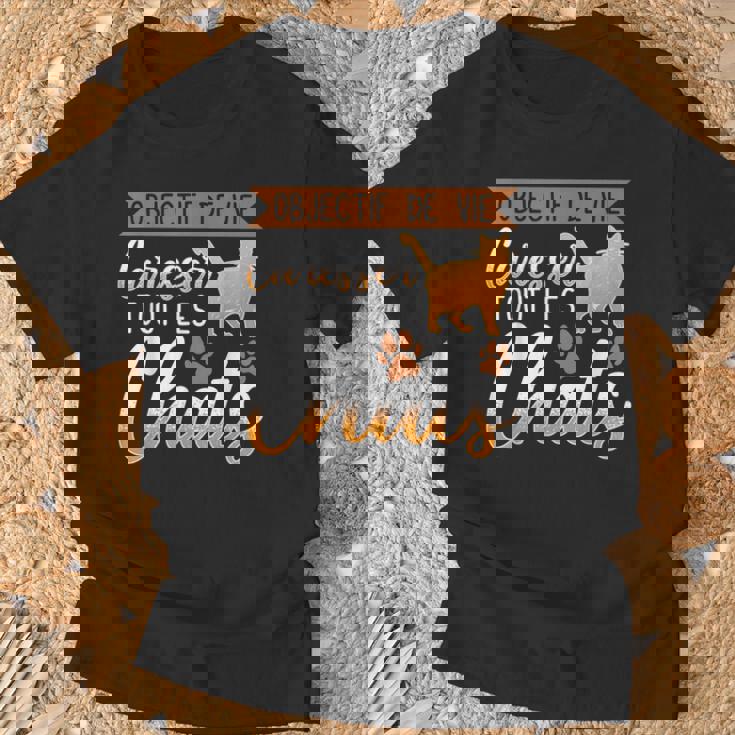 Objectif Deie Caresser Tout Les Chats Chat Humour T-Shirt Cadeaux pour les vieillards