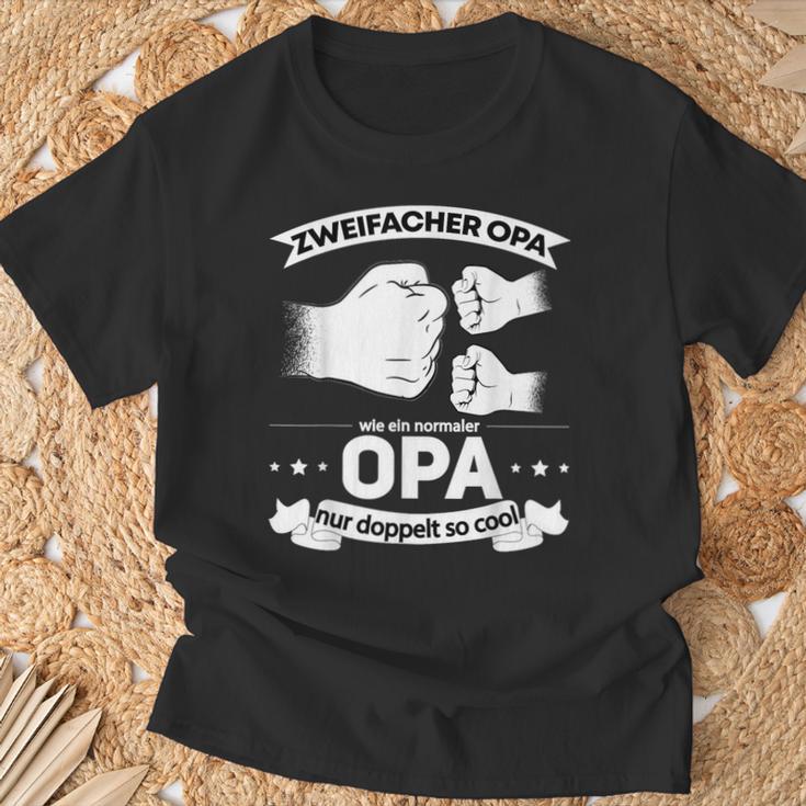 Opa Hoch 2 Grandchildren Grandchildren Grandpa T-Shirt Geschenke für alte Männer