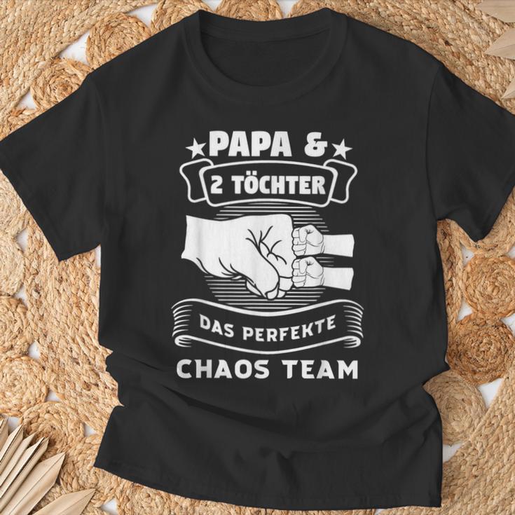 Papa & 2 Töchter Chaosteam Papa 2 Töchter T-Shirt Geschenke für alte Männer