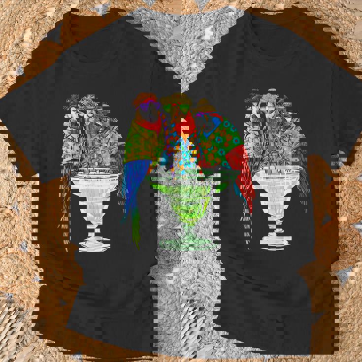 Pappagalli Che Bevono Margarita Hawaiian Camicia Mccaw Birds Maglietta Regalos para ancianos