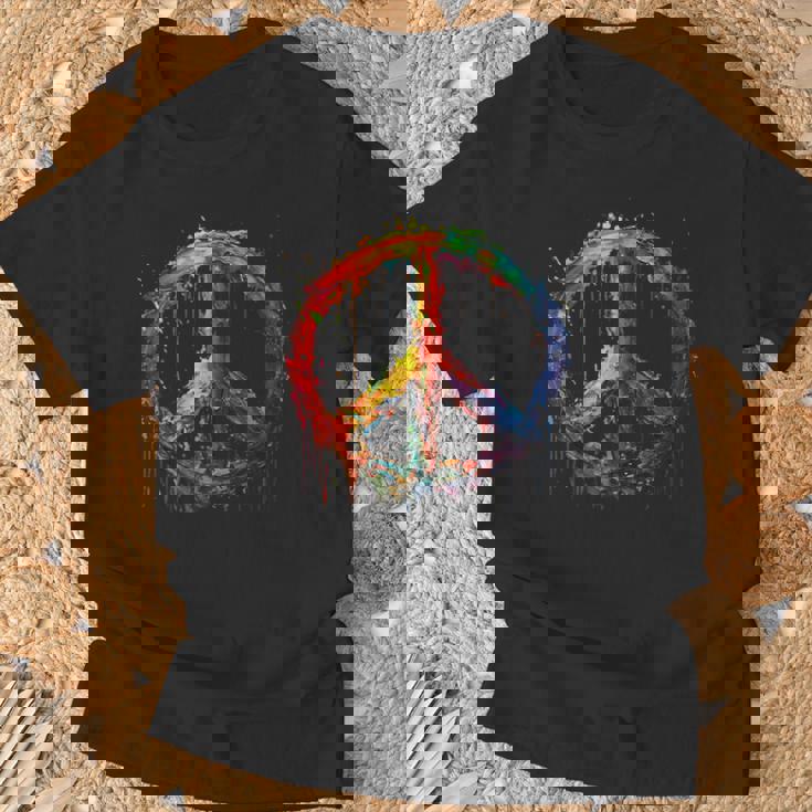 Peace Love Costume Hippie Symbole De Paix Années 60 Et 70 T-Shirt Cadeaux pour les vieillards