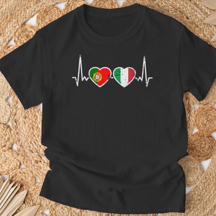 Portugal Italyintage Heartbeat Flag Portuguese T-Shirt Geschenke für alte Männer