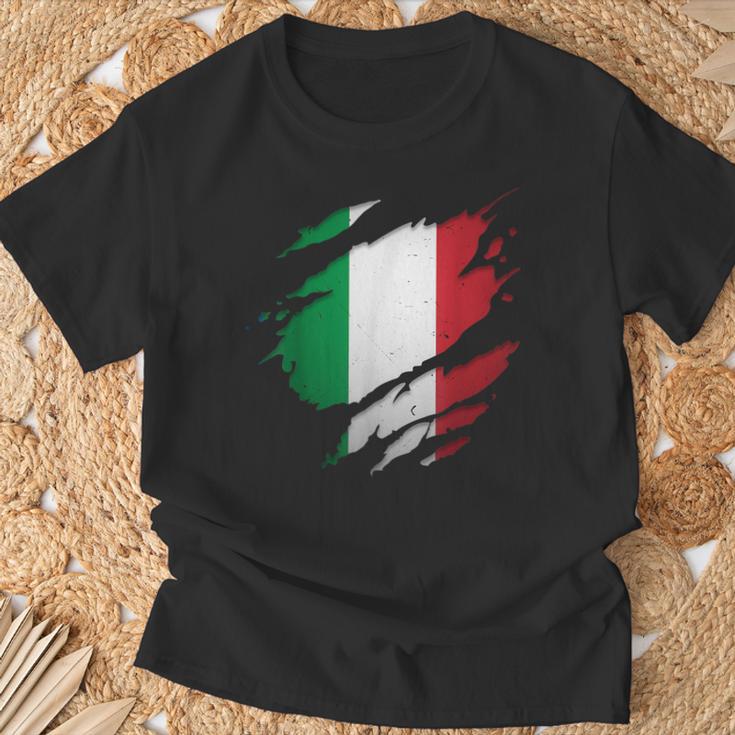 Proud Italian Italia Ripped Italian Flag T-Shirt Geschenke für alte Männer