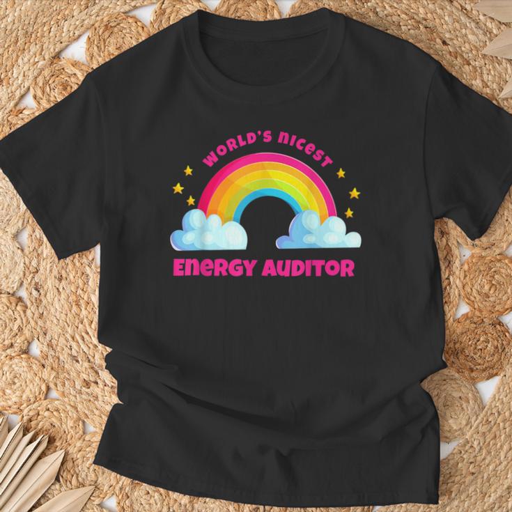 Regenbogen Retro World's Netteste Energie Auditor T-Shirt Geschenke für alte Männer