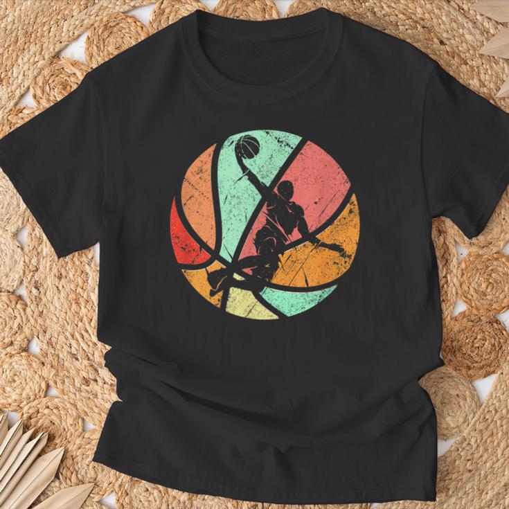 Retro Basketball Player Dunk Silhouette T-Shirt Geschenke für alte Männer