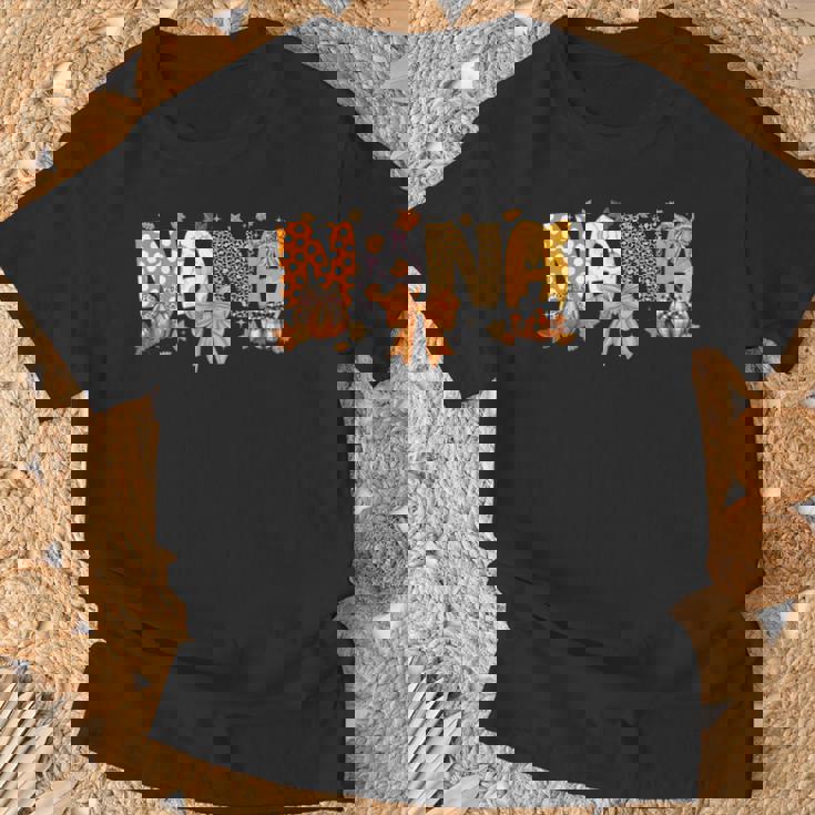 Retro Nana Coquette Bows Leopard Grandma Fall Thanksgiving T-Shirt Gifts for Old Men