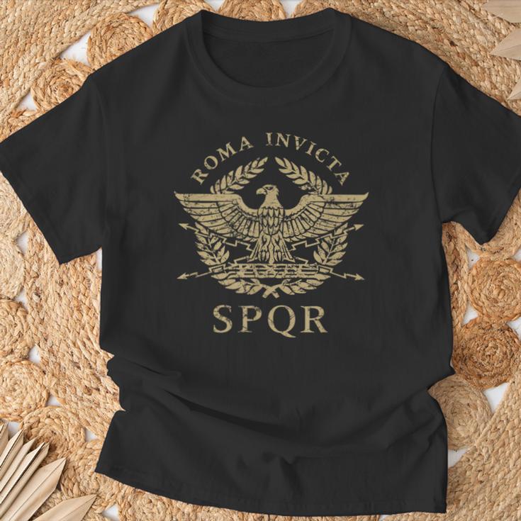 Roma Invicta Spqr Águila Romana Envejecida Camiseta unisex Regalos para ancianos