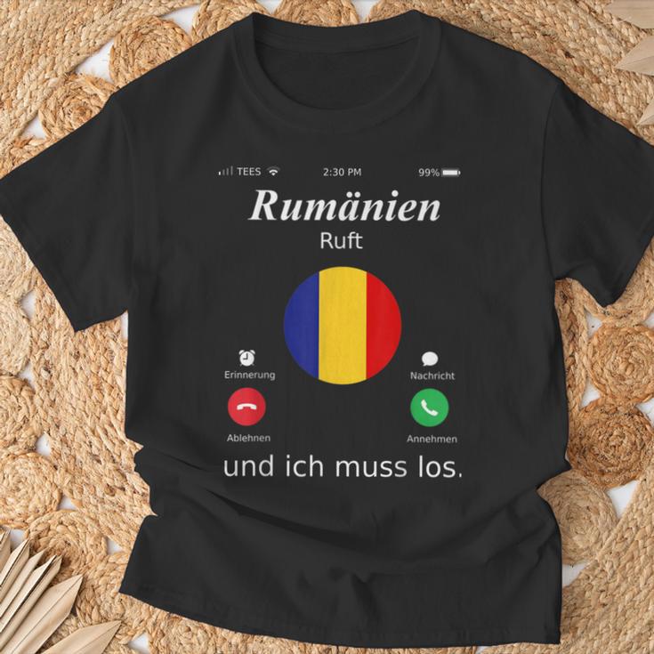 Romania Ruft Und Ich Muss Los Romania Flag T-Shirt Geschenke für alte Männer