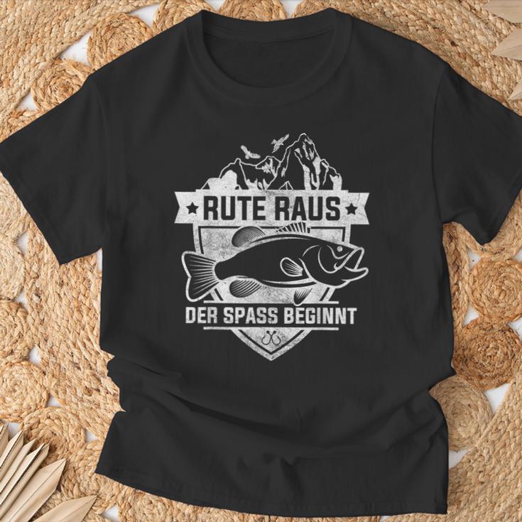 Rute Raus Der Spass Beginnt Fischer Angler T-Shirt Geschenke für alte Männer