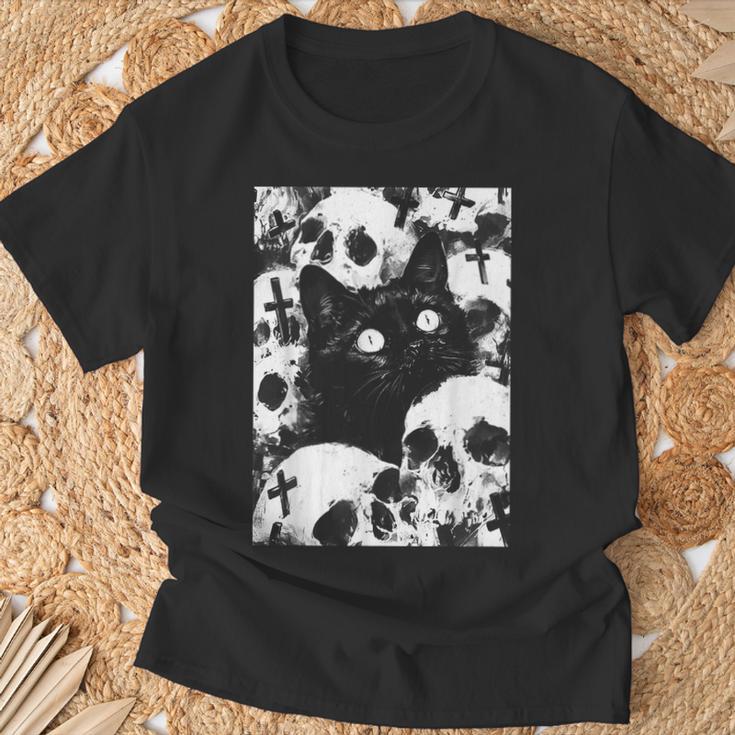 Satanic Occult Cat Goth Grunge Metal Crust Punk T-Shirt Geschenke für alte Männer