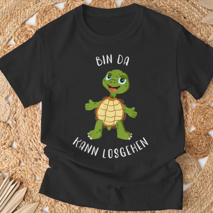 Schildkröte Bin Da Kann Losgehen Statement Motif T-Shirt Geschenke für alte Männer