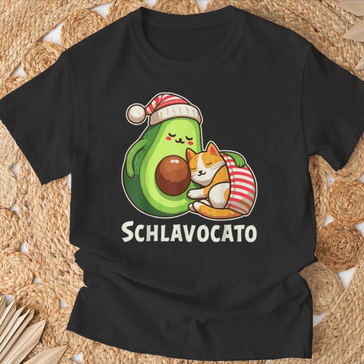 Schlavocato Official Sleep Pyjamas Sleep Avocado Cat T-Shirt Geschenke für alte Männer