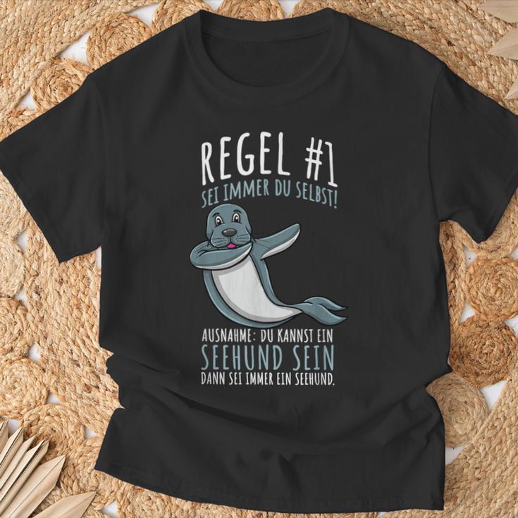 Sei Immer Du Selbst Süßer Seehund T-Shirt Geschenke für alte Männer