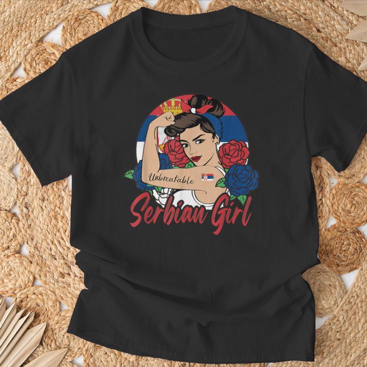 Serbian Girl Serbia Woman Serbs Flag T-Shirt Geschenke für alte Männer