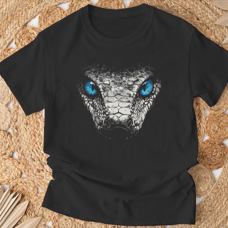 Serpiente Animal Motivo Ojos Azules Arte Serpiente Camiseta unisex Regalos para ancianos