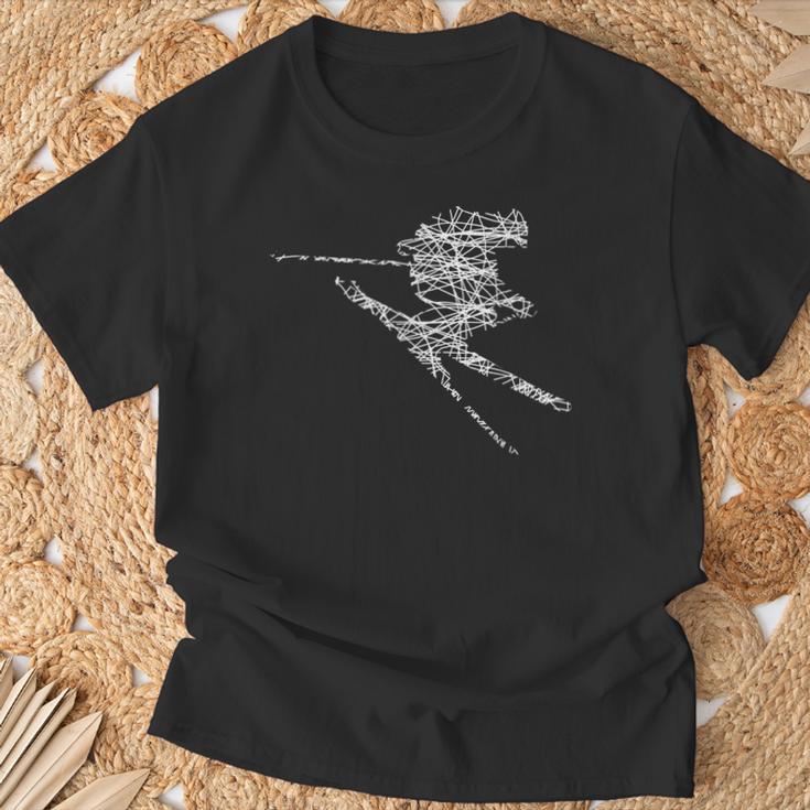 Ski Driver Silhouette Drawn T-Shirt Geschenke für alte Männer