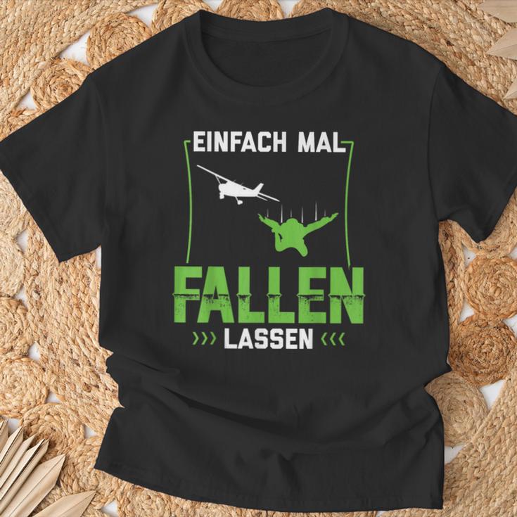 Skydive Parachute Jumping Einfach Mal Fallen Simply Fall T-Shirt Geschenke für alte Männer