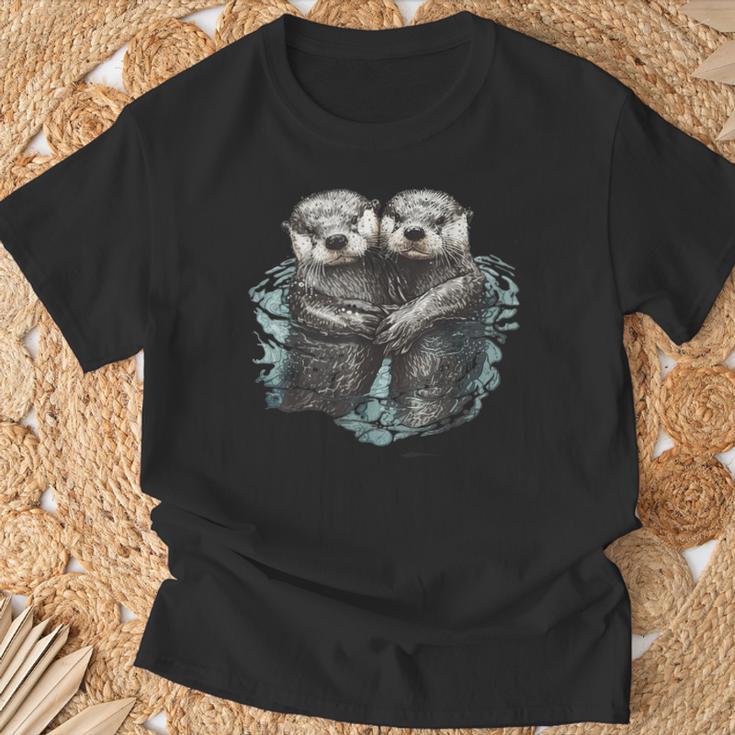 Sleep Otter Pyjamas Sea Otter T-Shirt Geschenke für alte Männer