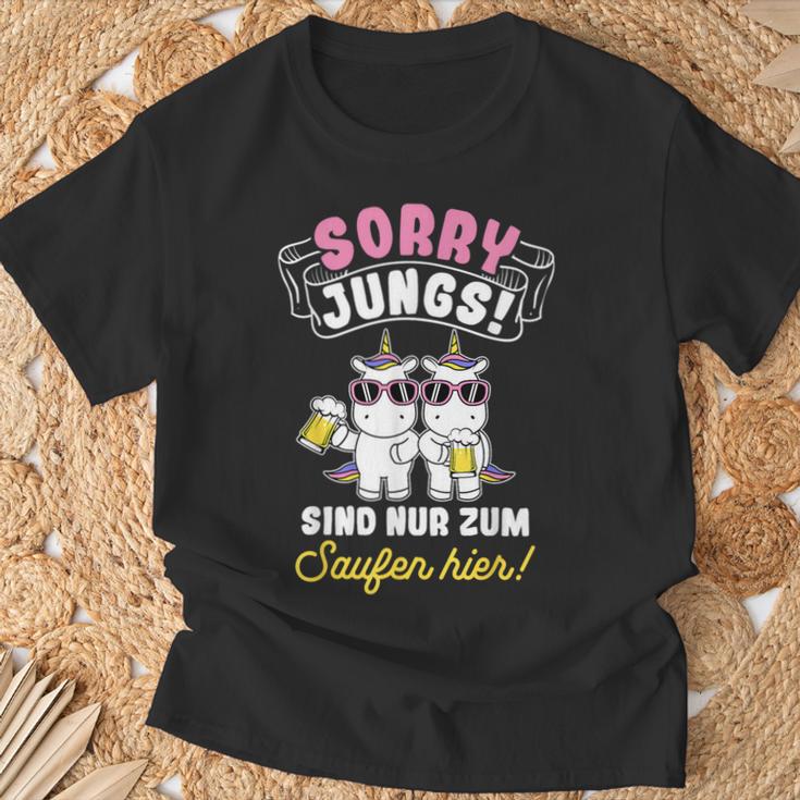 Sorry Jungs Sind Nur Zum Saufen Hier Bierthirst Saufen T-Shirt Geschenke für alte Männer