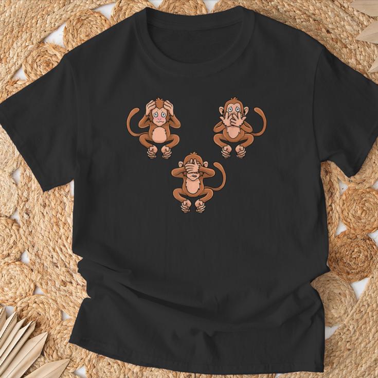 Speich Hörre & Sehe Kein Evil Drei Monkeys Weiser Monkey T-Shirt Geschenke für alte Männer