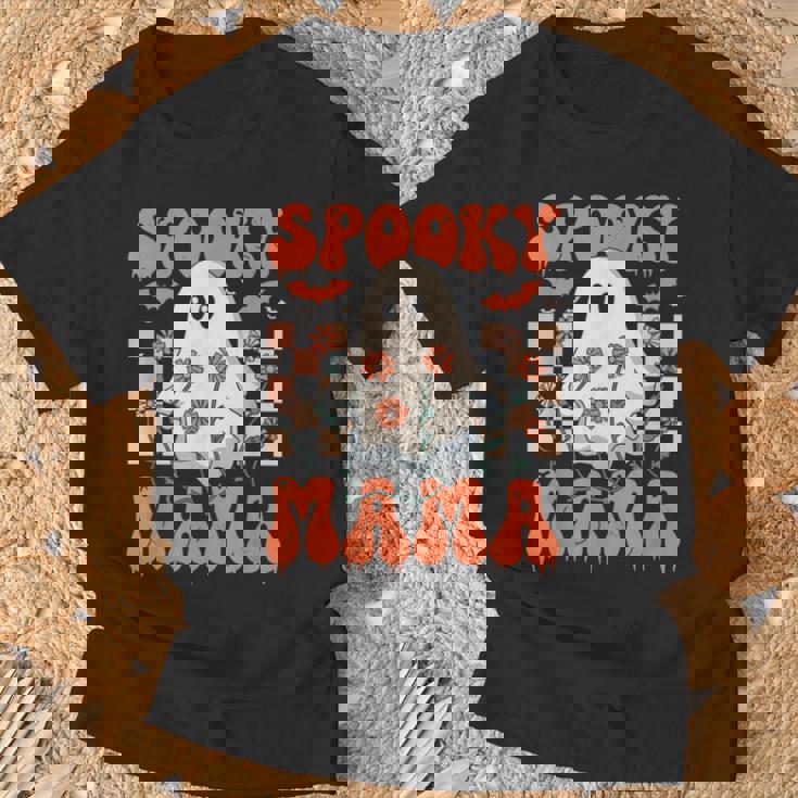 Spooky Mama Groovy Vintage Ghost Halloween Spooky Mom Mother T-Shirt Gifts for Old Men