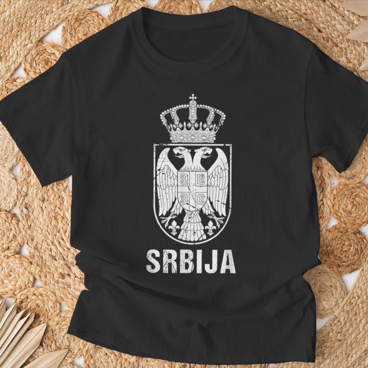 Srbija Serbia Flag Serbian Double Eagle T-Shirt Geschenke für alte Männer