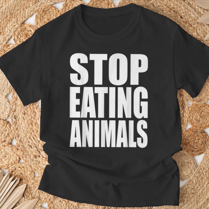 Stop Eating Animalseganegetarier Tierwohl T-Shirt Geschenke für alte Männer