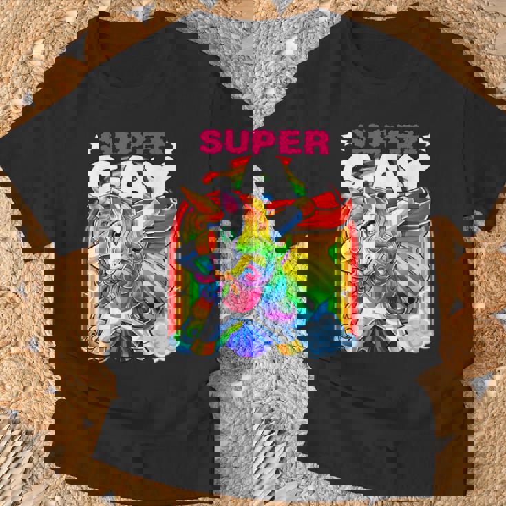 Super Gay Dabbing Unicorn Lgbt Bandiera Gay Pride Parade Donne Maglietta Regalos para ancianos