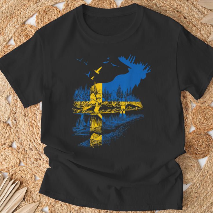 With Sweden Flag Flag Elk Län Sweden T-Shirt Geschenke für alte Männer