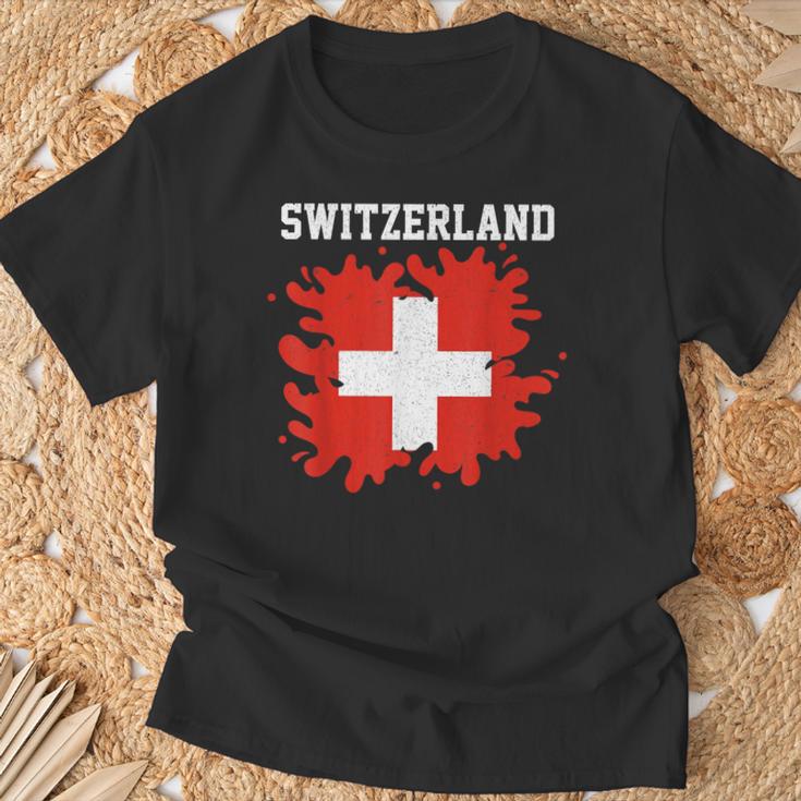 Switzerland Splash Flag Swiss Jersey Sports T-Shirt Geschenke für alte Männer