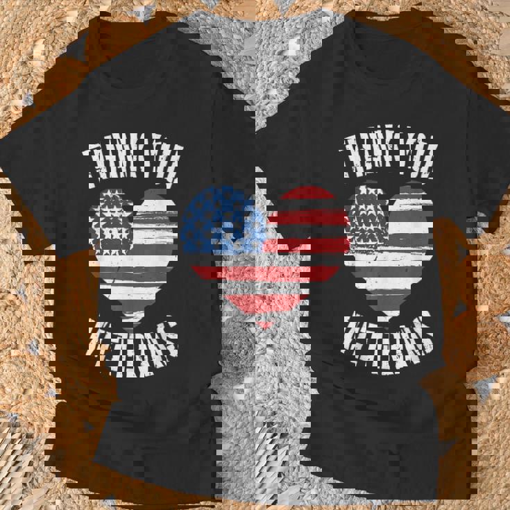 Thank You Veterans Patriotic American Flag Veterans Day 2024 T-Shirt Gifts for Old Men