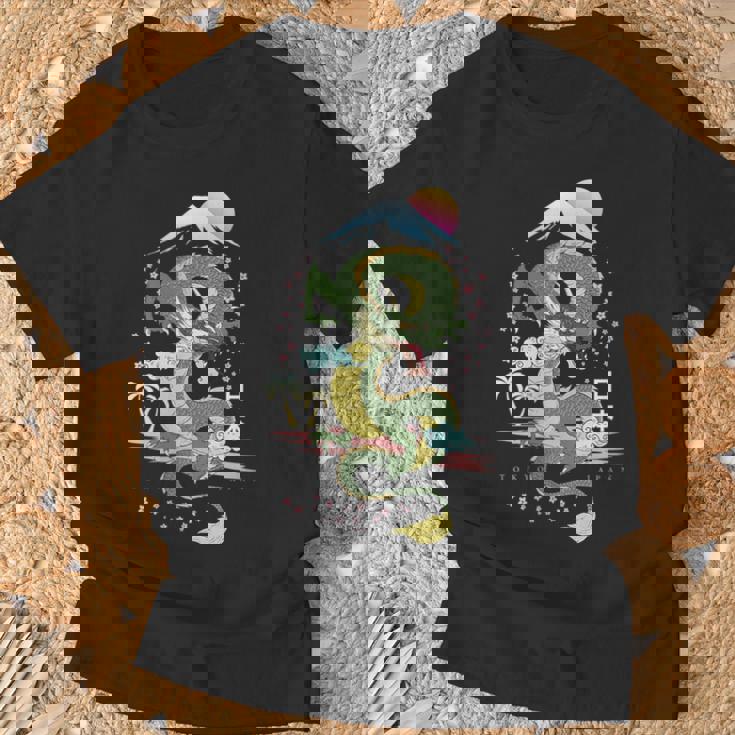 Tokyo Japon Dragon & Mt Fuji Avec Kanji Japonais Calligraphi T-Shirt Cadeaux pour les vieillards