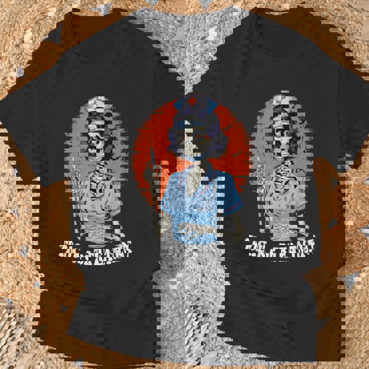 Trick Or Treatment Halloween Nurse Skeleton Ghost T-Shirt Gifts for Old Men