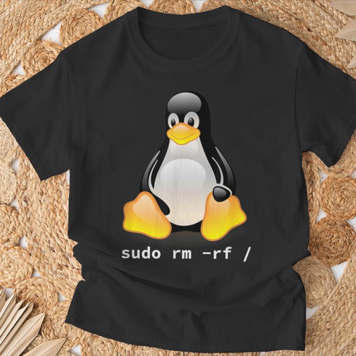 Tux Linux Penguin Sudo Rm -Rf Computer Science T-Shirt Geschenke für alte Männer