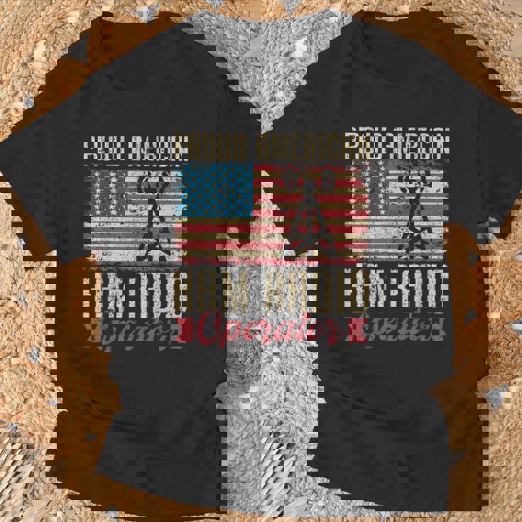 Usa Flag Proud American Ham Radio Operator Ham Radio Maglietta Regalos para ancianos