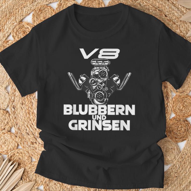 V8 Blubbern Und Grinsen Hubraum T-Shirt Geschenke für alte Männer